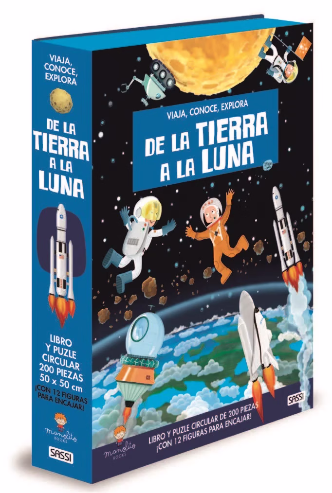 Viaja, conoce, explora. De la tierra a la luna. Libro y Puzzle 200 piezas